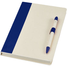 Load image into Gallery viewer, Dairy Dream A5 size reference recycled milk cartons notebook and ballpoint pen set — Blue
