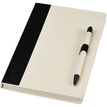Load image into Gallery viewer, Dairy Dream A5 size reference recycled milk cartons notebook and ballpoint pen set — Black