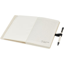 Load image into Gallery viewer, Dairy Dream A5 size reference recycled milk cartons notebook and ballpoint pen set — Black (detail)