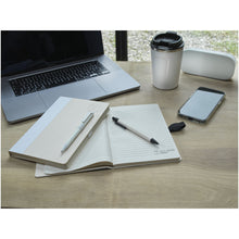Load image into Gallery viewer, Dairy Dream A5 size reference recycled milk cartons notebook and ballpoint pen set — lifestyle