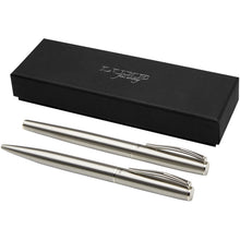 Load image into Gallery viewer, Didimis recycled stainless steel ballpoint and rollerball pen set (black ink) — Silver