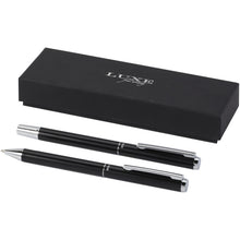 Load image into Gallery viewer, Lucetto recycled aluminium ballpoint and rollerball pen gift set (black ink) — Black