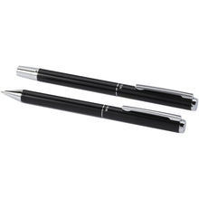 Load image into Gallery viewer, Lucetto recycled aluminium ballpoint and rollerball pen gift set (black ink) — Black (detail)