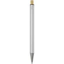 Load image into Gallery viewer, Cyrus recycled aluminium ballpoint pen (blue ink) — Silver (back)
