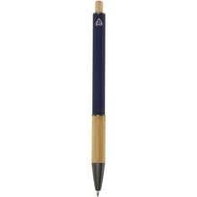 Load image into Gallery viewer, Darius recycled aluminium ballpoint pen (blue ink) — Navy (back)