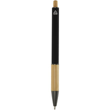 Load image into Gallery viewer, Darius recycled aluminium ballpoint pen (blue ink) — Black (back)