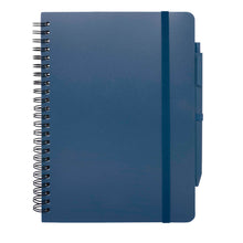 Load image into Gallery viewer, Thalaasa A5 ocean-bound hard cover notebook with ballpoint pen (black ink) — Ocean blue (front)