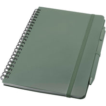 Load image into Gallery viewer, Thalaasa A5 ocean-bound hard cover notebook with ballpoint pen (black ink) — Heather green