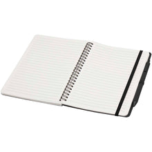 Load image into Gallery viewer, Thalaasa A5 ocean-bound hard cover notebook with ballpoint pen (black ink) — Black (detail)