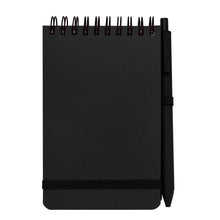 Load image into Gallery viewer, Thalaasa A6 hard cover ocean-bound notebook with ballpoint pen (black ink) — Black (front)