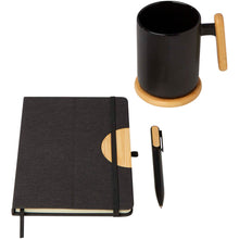 Load image into Gallery viewer, Laura A5 hard cover notebook and ballpoint pen gift set (black ink) — Black (detail)