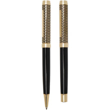 Load image into Gallery viewer, Legato ballpoint and rollerball pen set (blue ink) — Gold (back)