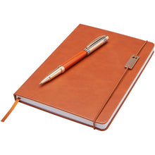 Load image into Gallery viewer, Legato A5 notebook and rollerball pen set (blue ink) — Brown (detail)