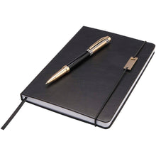 Load image into Gallery viewer, Legato A5 notebook and rollerball pen set (blue ink) — Black (detail)