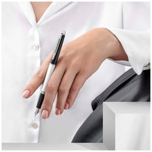 Load image into Gallery viewer, Hemisphere colour blocking fountain pen with palladium trim (blue ink) — lifestyle