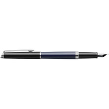 Load image into Gallery viewer, Hemisphere colour blocking fountain pen with palladium trim (blue ink) — Blue / Black (front)
