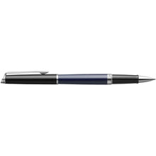 Load image into Gallery viewer, Hemisphere colour blocking rollerball pen with palladium trim (black ink) — Blue / Black (front)