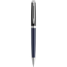 Load image into Gallery viewer, Hemisphere colour blocking ballpoint pen with palladium trim (blue ink) — Blue / Black (front)