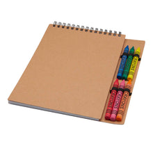 Load image into Gallery viewer, Doodle A5 spiral soft cover notebook and crayon set — Natural