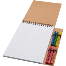 Load image into Gallery viewer, Doodle A5 spiral soft cover notebook and crayon set — Natural (detail)