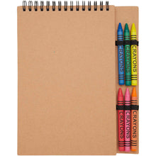 Load image into Gallery viewer, Doodle A5 spiral soft cover notebook and crayon set — Natural (front)