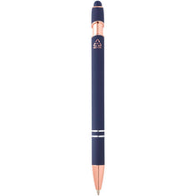 Load image into Gallery viewer, Nanna ballpoint pen with rose gold finish (blue ink) — Ocean blue (back)