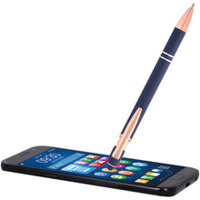 Load image into Gallery viewer, Nanna ballpoint pen with rose gold finish (blue ink) — Ocean blue (detail 2)
