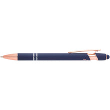 Load image into Gallery viewer, Nanna ballpoint pen with rose gold finish (blue ink) — Ocean blue (front)