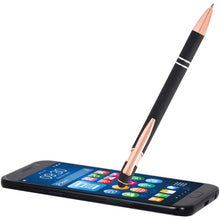 Load image into Gallery viewer, Nanna ballpoint pen with rose gold finish (blue ink) — Black (detail 2)