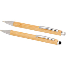 Load image into Gallery viewer, Oblys bamboo ballpoint pen and mechanical pencil set (black ink) — Natural (detail)