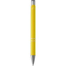 Load image into Gallery viewer, Moneta recycled aluminium ballpoint pen (blue ink) — Yellow (back)