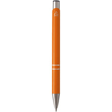 Load image into Gallery viewer, Moneta recycled aluminium ballpoint pen (blue ink) — Orange (back)