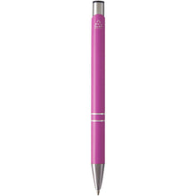 Load image into Gallery viewer, Moneta recycled aluminium ballpoint pen (blue ink) — Magenta (back)