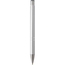 Load image into Gallery viewer, Moneta recycled aluminium ballpoint pen (blue ink) — Silver (back)