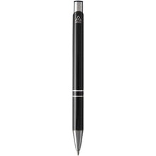 Load image into Gallery viewer, Moneta recycled aluminium ballpoint pen (blue ink) — Black (back)