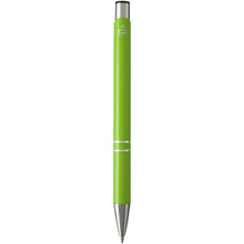 Load image into Gallery viewer, Moneta recycled aluminium ballpoint pen (blue ink) — Lime (back)