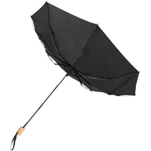 Load image into Gallery viewer, Birgit 21'' foldable windproof recycled PET umbrella — Black (detail)