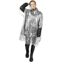 Load image into Gallery viewer, Mayan recycled plastic disposable rain poncho with storage pouch — White (detail)
