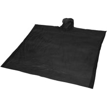 Load image into Gallery viewer, Mayan recycled plastic disposable rain poncho with storage pouch — Black