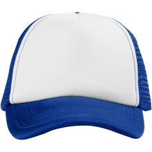 Load image into Gallery viewer, Trucker 5 panel 100 g/m2 cap — Royal blue / White (front)