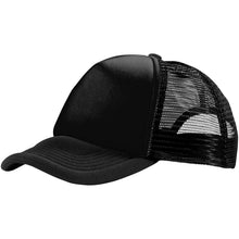 Load image into Gallery viewer, Trucker 5 panel 100 g/m2 cap — Black / Black