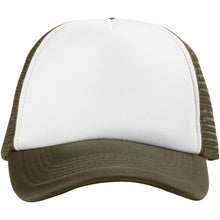 Load image into Gallery viewer, Trucker 5 panel 100 g/m2 cap — Forest green / White (front)