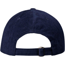 Load image into Gallery viewer, Hutton 6 panel 280 g/m² recycled corduroy cap — Navy (back)
