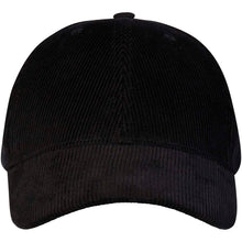 Load image into Gallery viewer, Hutton 6 panel 280 g/m² recycled corduroy cap — Black (front)
