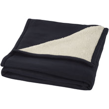 Load image into Gallery viewer, Springwood soft fleece and sherpa plaid blanket — Navy / Off white