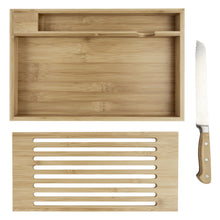 Load image into Gallery viewer, Pao bamboo cutting board with knife — Natural / Silver (detail 2)