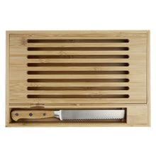 Load image into Gallery viewer, Pao bamboo cutting board with knife — Natural / Silver (front)