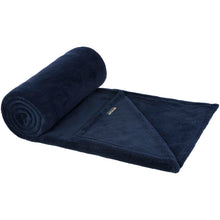 Load image into Gallery viewer, Lily GRS certified RPET coral fleece blanket — Dark blue (detail)