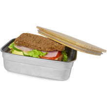 Load image into Gallery viewer, Tite 700 ml stainless steel lunch box with bamboo lid — Natural / Silver (detail)