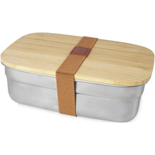 Load image into Gallery viewer, Tite 700 ml stainless steel lunch box with bamboo lid — Natural / Silver